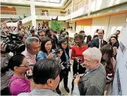  ??  ?? University of Chicago professor Richard Thaler talks with the media Monday in Chicago after winning the Nobel economics prize. Thaler won the $1.1-million prize for “understand­ing the psychology of economics,” Swedish Academy of Sciences secretary...