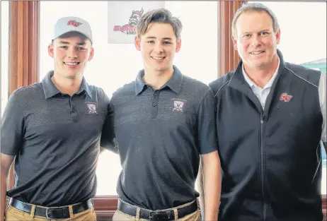  ?? SUBMITTED ?? From left: Evan Callaghan, Ben Callaghan and Grand View University Men’s golf coach Chris Winkel.
