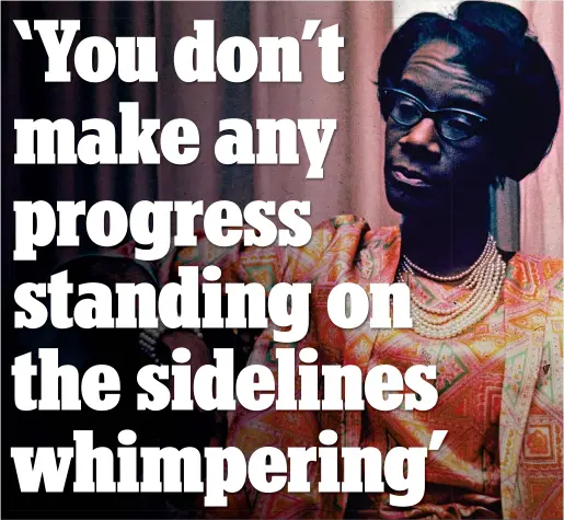  ??  ?? TRAILBLAZE­R: Shirley Chisholm in one of the bright outfit she favoured – ‘so people will look at me and not through me’ – in Brooklyn in 1968