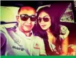  ??  ?? ME AND MY GIRL’: Lewis posted this snap of him and Nicole on hisTwitter page as they made their way to the race