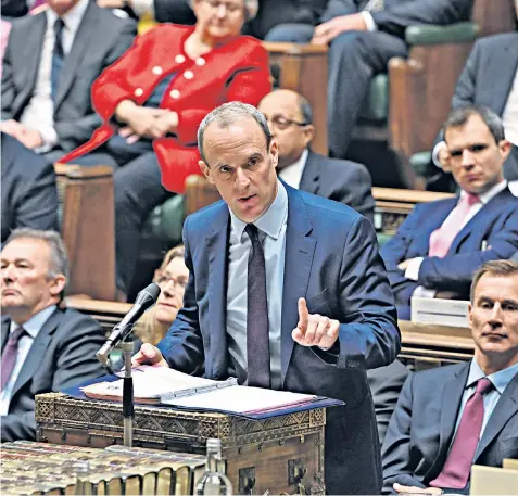  ?? ?? Dominic Raab faced calls to apologise over the allegation­s yesterday when he took Prime Minister’s Questions, standing in for Rishi Sunak, who was at the G20 summit in Bali