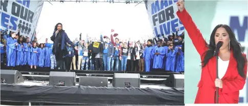  ??  ?? Singer Jennifer Hudson and the DC Choir perform the song ‘The Times They Are A-Changin’ as students and gun control advocates hold the ‘March for Our Lives’ event demanding gun control after recent school shootings at a rally in Washington, US,...