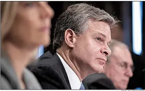  ?? AP/ALEX BRANDON ?? “That’s not something I could discuss here,” FBI Director Christophe­r Wray told Sen. Kamala Harris, D-Calif., when asked Wednesday at a Senate Judiciary Committee hearing if the bureau examined whether Brett Kavanaugh may have misled lawmakers in public testimony on his Supreme Court nomination.