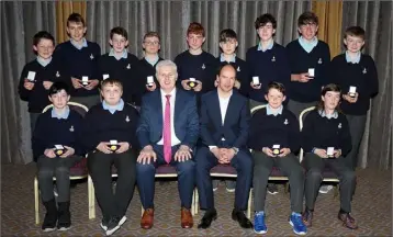  ??  ?? First Year Class award winners with principal John Ryan and special guest Adrian Fenlon.