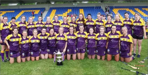  ??  ?? The Wexford squad celebrate their Leinster final win in Aughrim on Sunday.
