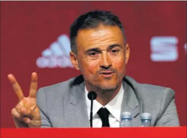  ??  ?? Luis Enrique, durante una rueda de prensa en la Ciudad del Fútbol de Las Rozas.