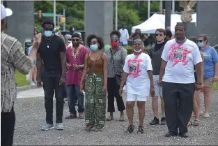  ?? PETE BANNAN - MEDIANEWS GROUP ?? Frank Ross came from Cleveland, Ohio, to teach the African-American Grand March to attendees. It was first performed at Juneteenth in 1865, Ross said.