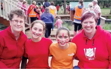  ??  ?? Captain Angela Locke, school captain’s Willow Mason and Miriama Cooper and Lieutenant Amanda Hart supported the Run for a Cause event.