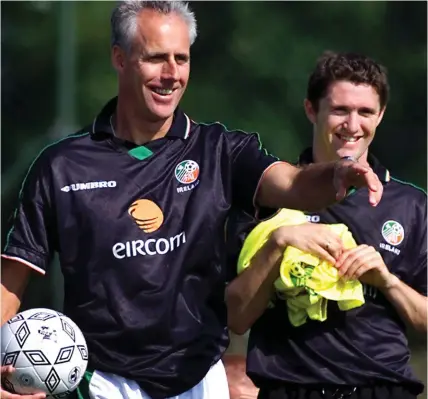  ??  ?? Comeback: Former Ireland boss Mick McCarthy and veteran striker Robbie Keane have emerged as the leading contenders to succeed Martin O’Neill and Roy Keane as managers of the internatio­nal soccer team. Photo: Sportsfile