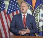  ?? TASOS KATOPODIS/GETTY IMAGES ?? House GOP leader Kevin McCarthy has suggested steps other than impeachmen­t, including a resolution of censure.