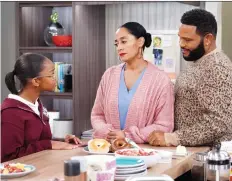  ?? ABC ?? Black-ish, starring Marsai Martin, left, Tracee Ellis Ross and Anthony Anderson, tackled the difficult topic of colourism after sitcom daughter Diane (Martin) wasn’t lit properly in her class photo.