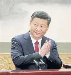  ??  ?? HANDED POWER: China’s President Xi Jinping claps after his speech in Beijing, China.