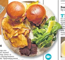  ??  ?? Sliders, sides and cake from the picnic basket by Mumbai home chef Annabelle Lobo.