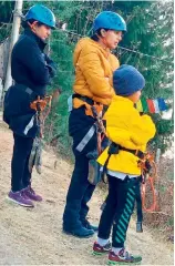  ??  ?? Bhumika Chawla and her son during a zip-line ride in Manali