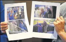  ?? AP ?? Wubbels displays video frame grabs of herself being taken into custody in Salt Lake City.