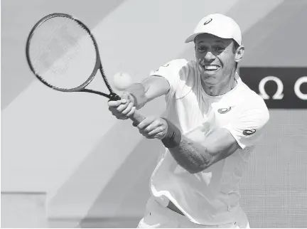  ?? PHOTOS: JEAN LEVAC ?? Daniel Nestor of Canada hits the ball during practice at the Olympic Park in advance of the Rio Games tennis tournament.