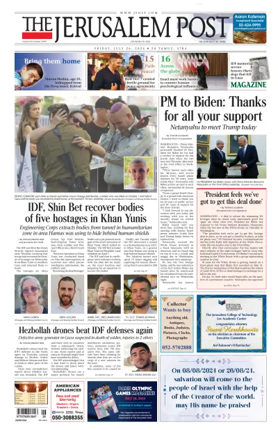 Front page of Jerusalem Post newspaper from Israel