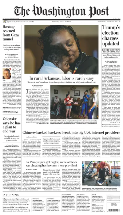 Front page of Washington Post newspaper from United States