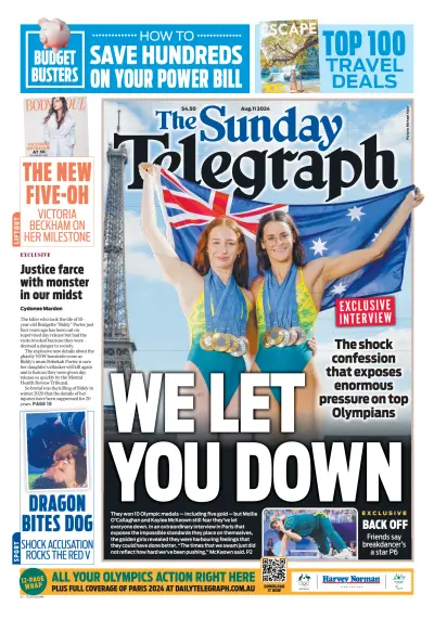 Front page of The Daily Telegraph (Sydney) newspaper from Australia