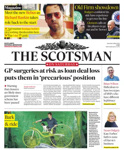 Front page of The Scotsman newspaper from UK