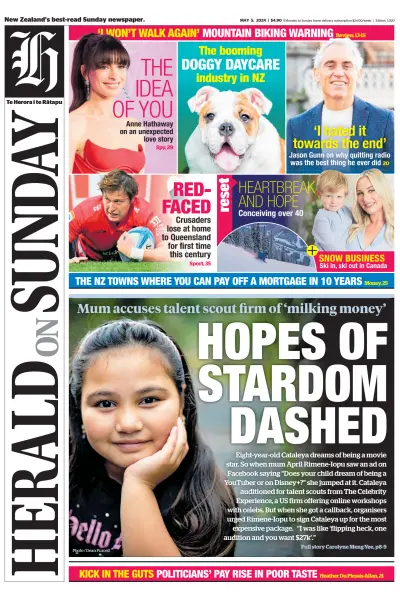 Front page of Herald on Sunday (New Zealand) newspaper from New Zealand