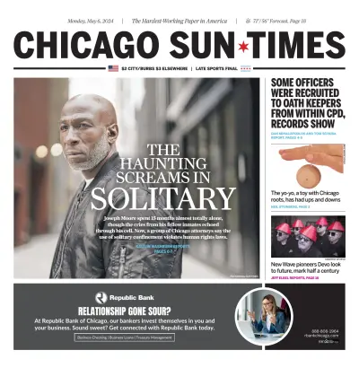 Front page of Chicago Sun-Times newspaper from USA