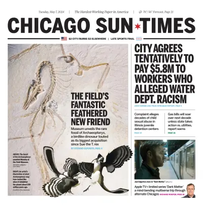Front page of Chicago Sun-Times newspaper from USA