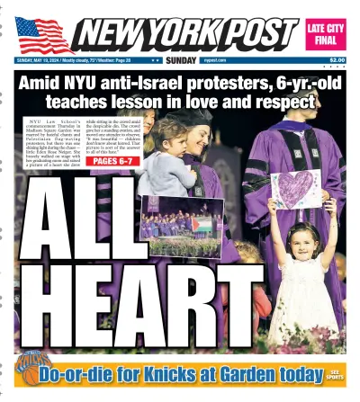 Front page of New York Post newspaper from USA