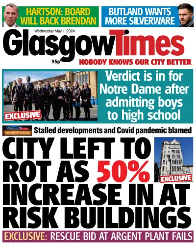 Front page of Evening Times Online newspaper from Scotland