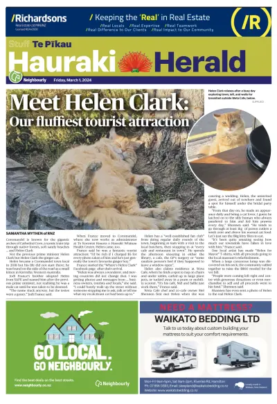 Front page of Hauraki Herald newspaper from New Zealand