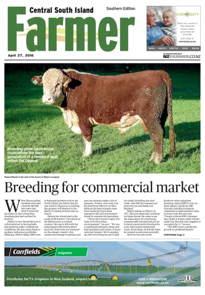 Front page of Central South Island Farmer newspaper from New Zealand