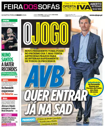 Front page of O Jogo newspaper from Portugal