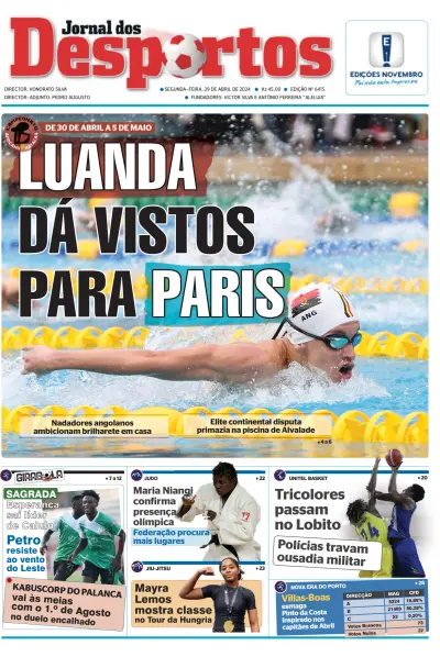 Front page of Jornal dos Desportos newspaper from Angola