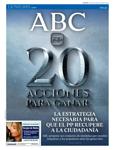 Front page of ABC (Madrid) PD newspaper from Spain
