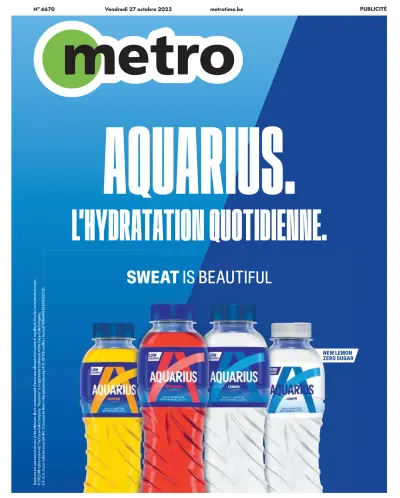 Front page of Metro (French Edition) newspaper from Belgium