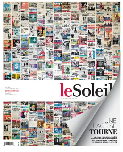 Front page of Le Soleil newspaper from Canada