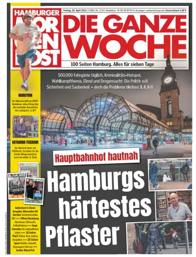 Front page of Hamburger Morgenpost newspaper from Germany