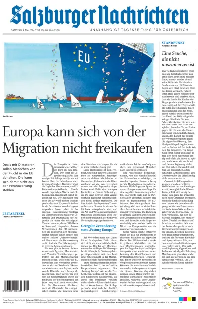 Front page of Salzburger Nachrichten newspaper from Austria