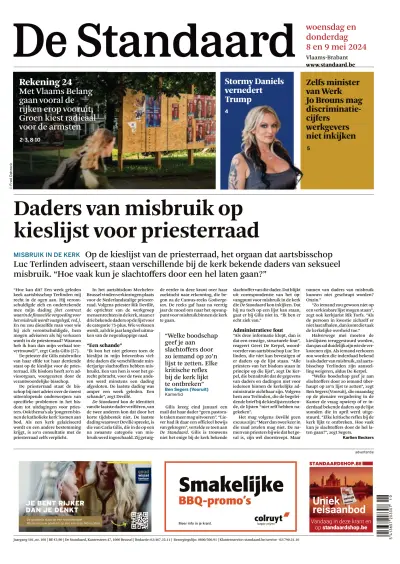 Front page of De Standaard newspaper from Belgium