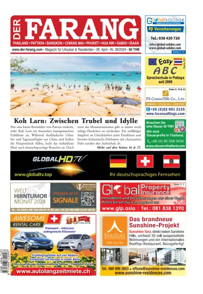 Front page of Der Farang newspaper from Thailand