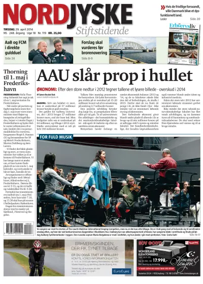 Front page of Nordjyske Stiftstidende newspaper from Denmark