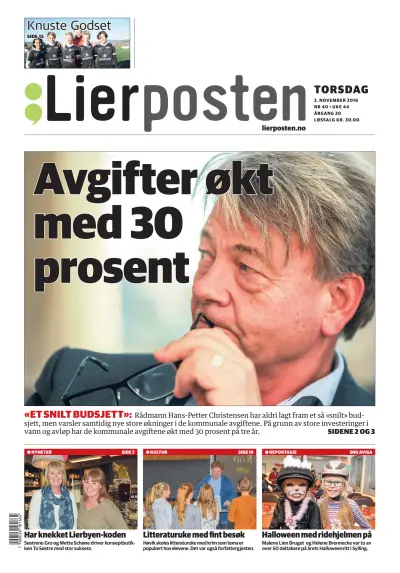 Front page of Lierposten newspaper from Norway