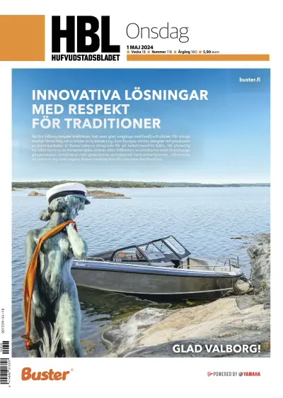Front page of Hufvudstadsbladet newspaper from Finland