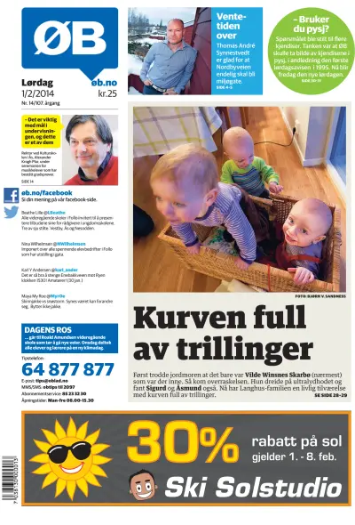 Front page of Lordagsutgave newspaper from Norway