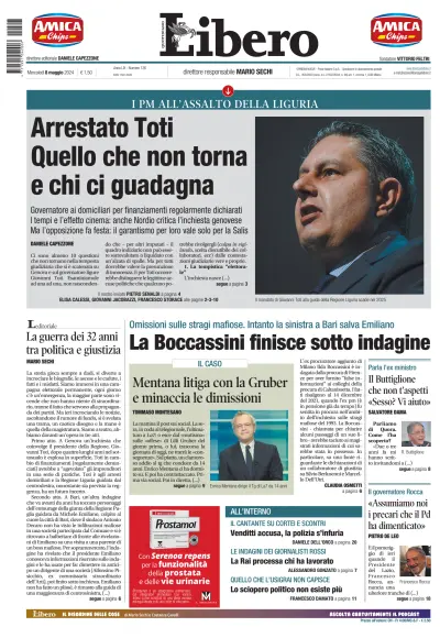 Front page of Libero newspaper from Italy