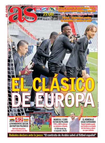 Front page of Diario AS (Catalunya) newspaper from Spain