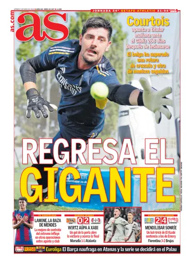 Front page of Diario AS (Las Palmas) newspaper from Spain