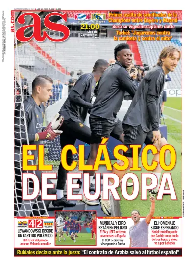 Front page of Diario AS (Sevilla) newspaper from Spain