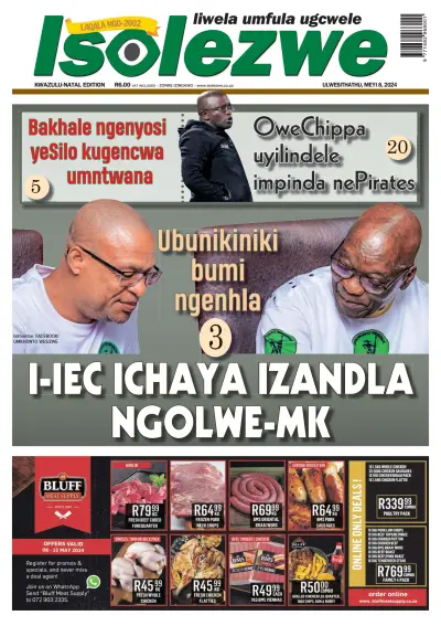 Front page of Isolezwe newspaper from South Africa