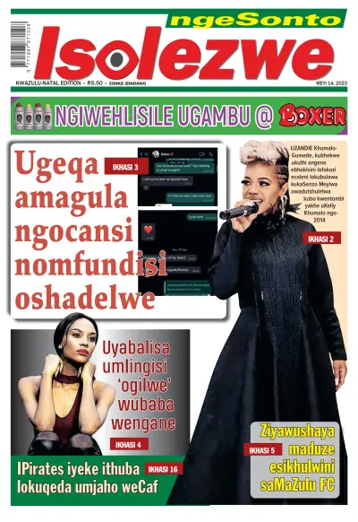 Front page of Isolezwe Sunday newspaper from South Africa